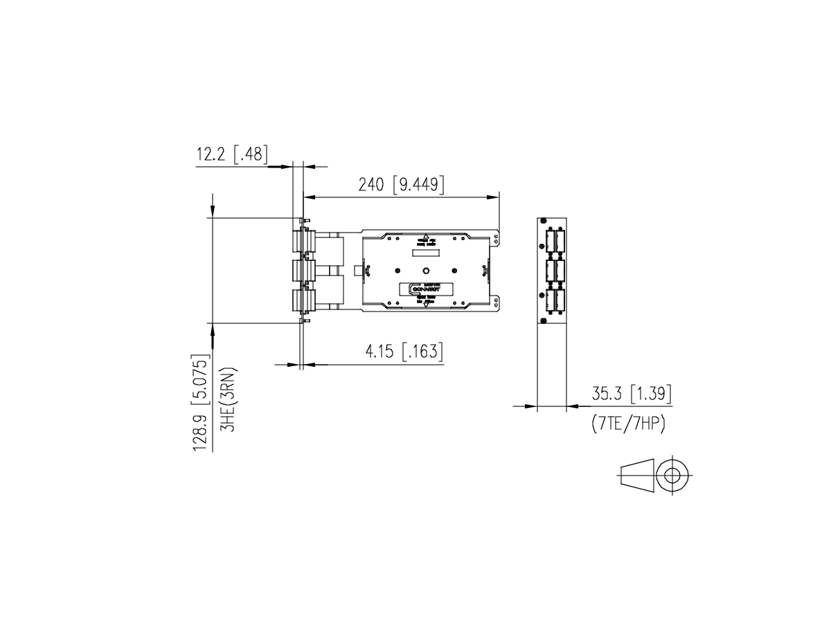 Einschubmodul OpDAT CM zu BGT 3HE/7TE - 6xLCQ 50/125 OM4 bestückt, spleissfertig