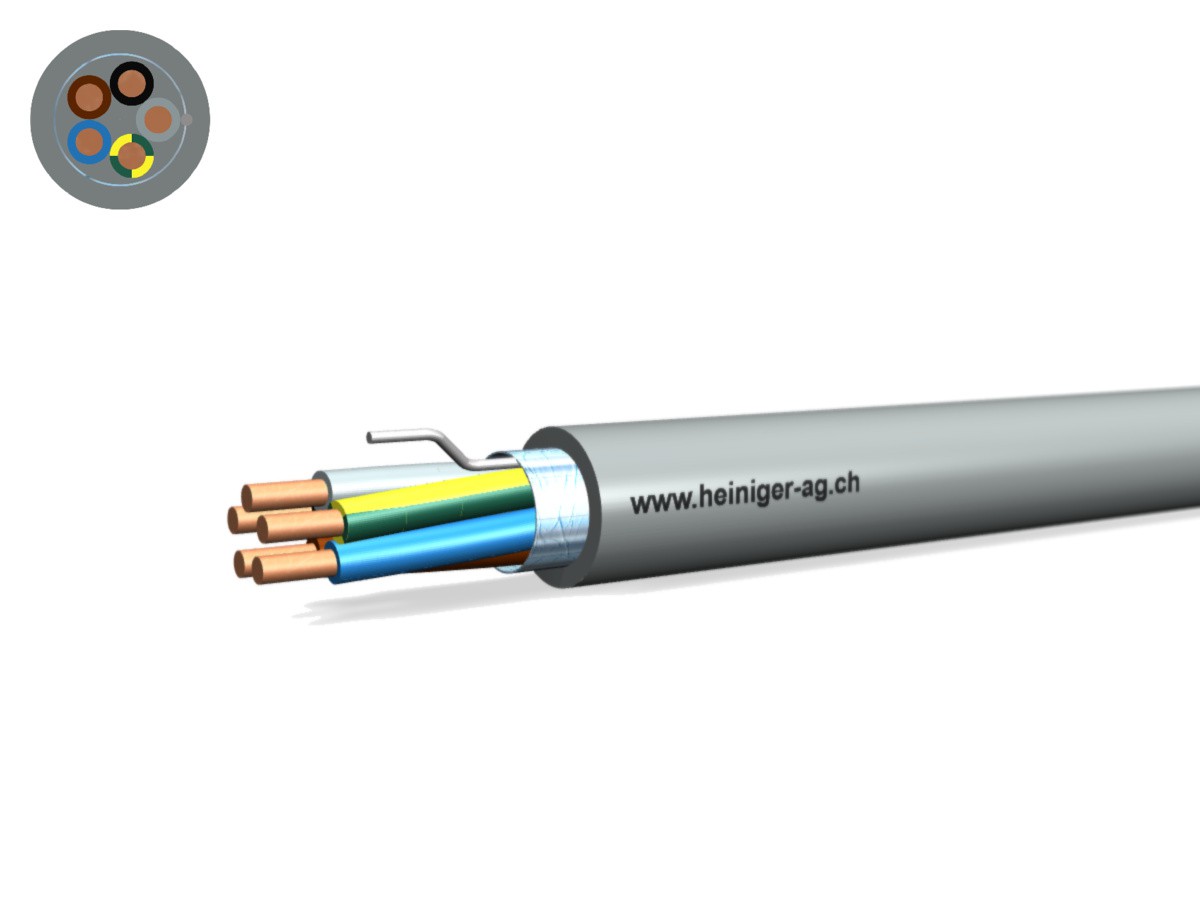 Câble d'inst. bio Dca (St) 5x1.50 - LNPE gr san-hal HD 308 S2 0.6/1kV