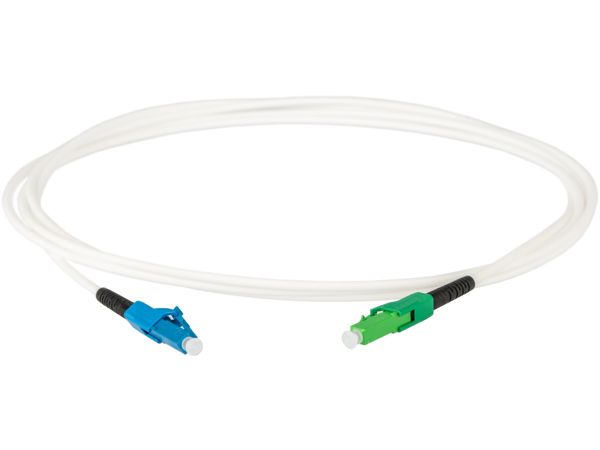 Cordon-FTTH, LC APC - LC PC - 9/125 G657.A2, simplex blanc, L= 20m